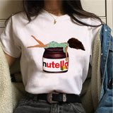 Nutella Print T Shirt Women 90s Harajuku Kawaii  Fashion T-shirt Graphic Cute Cartoon Tshirt Korean Style Top Tees Female