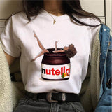 Nutella Print T Shirt Women 90s Harajuku Kawaii  Fashion T-shirt Graphic Cute Cartoon Tshirt Korean Style Top Tees Female