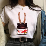 Nutella Print T Shirt Women 90s Harajuku Kawaii  Fashion T-shirt Graphic Cute Cartoon Tshirt Korean Style Top Tees Female