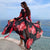 Beach Dress Summer Print Swimwear Women Sexy Cover Up Solid Long Tunic Bubble Sleeve Swimsuit With Belt Bathing Suit