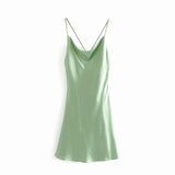 Summer Za Dress Women White Rear Back Cross Suspender Dress V-Neck Sleeveless Backless Sexy Female Mini Dresses