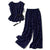 Matching suit polka dot chiffon trousers two-piece large size summer Korean fashion retro casual top wide leg pants suit