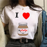 Nutella Print T Shirt Women 90s Harajuku Kawaii  Fashion T-shirt Graphic Cute Cartoon Tshirt Korean Style Top Tees Female