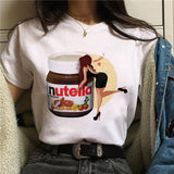 Nutella Print T Shirt Women 90s Harajuku Kawaii  Fashion T-shirt Graphic Cute Cartoon Tshirt Korean Style Top Tees Female