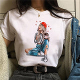 Nutella Print T Shirt Women 90s Harajuku Kawaii  Fashion T-shirt Graphic Cute Cartoon Tshirt Korean Style Top Tees Female