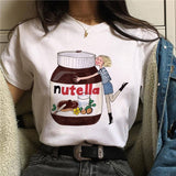 Nutella Print T Shirt Women 90s Harajuku Kawaii  Fashion T-shirt Graphic Cute Cartoon Tshirt Korean Style Top Tees Female