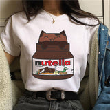 Nutella Print T Shirt Women 90s Harajuku Kawaii  Fashion T-shirt Graphic Cute Cartoon Tshirt Korean Style Top Tees Female