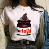 Nutella Print T Shirt Women 90s Harajuku Kawaii  Fashion T-shirt Graphic Cute Cartoon Tshirt Korean Style Top Tees Female