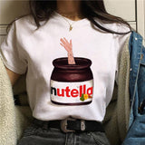 Nutella Print T Shirt Women 90s Harajuku Kawaii  Fashion T-shirt Graphic Cute Cartoon Tshirt Korean Style Top Tees Female