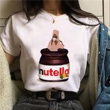 Nutella Print T Shirt Women 90s Harajuku Kawaii  Fashion T-shirt Graphic Cute Cartoon Tshirt Korean Style Top Tees Female