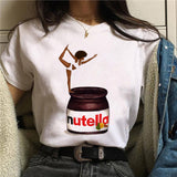 Nutella Print T Shirt Women 90s Harajuku Kawaii  Fashion T-shirt Graphic Cute Cartoon Tshirt Korean Style Top Tees Female