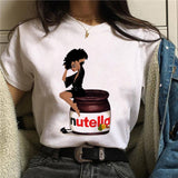 Nutella Print T Shirt Women 90s Harajuku Kawaii  Fashion T-shirt Graphic Cute Cartoon Tshirt Korean Style Top Tees Female