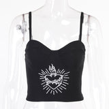 Black Corset Top Sexy Cute Spaghetti Strap Crop Top Fashion High Street Summer Women Cami Top 90s Y2k Aesthetic Camisole