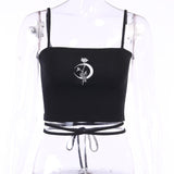 Black Corset Top Sexy Cute Spaghetti Strap Crop Top Fashion High Street Summer Women Cami Top 90s Y2k Aesthetic Camisole