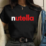 Nutella Print T Shirt Women 90s Harajuku Kawaii  Fashion T-shirt Graphic Cute Cartoon Tshirt Korean Style Top Tees Female