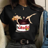 Nutella Print T Shirt Women 90s Harajuku Kawaii  Fashion T-shirt Graphic Cute Cartoon Tshirt Korean Style Top Tees Female