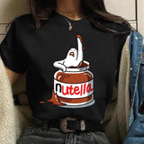 Nutella Print T Shirt Women 90s Harajuku Kawaii  Fashion T-shirt Graphic Cute Cartoon Tshirt Korean Style Top Tees Female