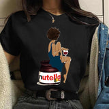 Nutella Print T Shirt Women 90s Harajuku Kawaii  Fashion T-shirt Graphic Cute Cartoon Tshirt Korean Style Top Tees Female