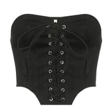 Black Corset Top Sexy Cute Spaghetti Strap Crop Top Fashion High Street Summer Women Cami Top 90s Y2k Aesthetic Camisole