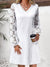 Women's Casual Dress Lace Dress White Dress Midi Dress Lace Ruched Outdoor Street Daily Active Fashion V Neck Long Sleeve 2023 Regular Fit White Color S M L XL XXL Size